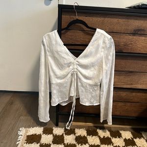 Renvy White Star Long sleeve crop top S